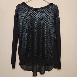 Bar III Metallic Scale Pattern Long Sleeve